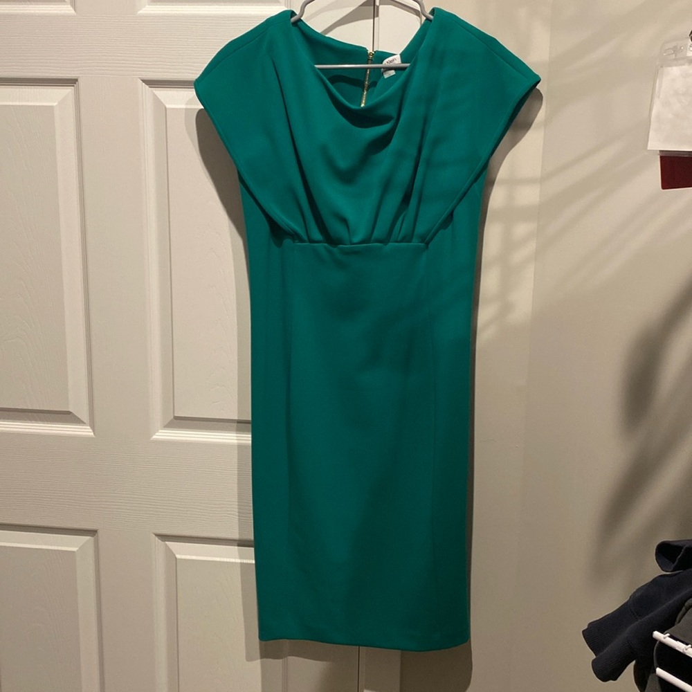 Calvin Klein green dress. Dress length is below the knees.